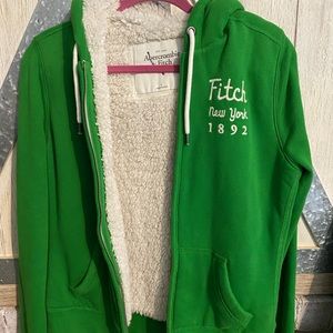 ABERCROMBIE & FITCH SHERPA LINED SWEATSHIRT ZIPPED HOODIE. AF Soft AF Fleece💚